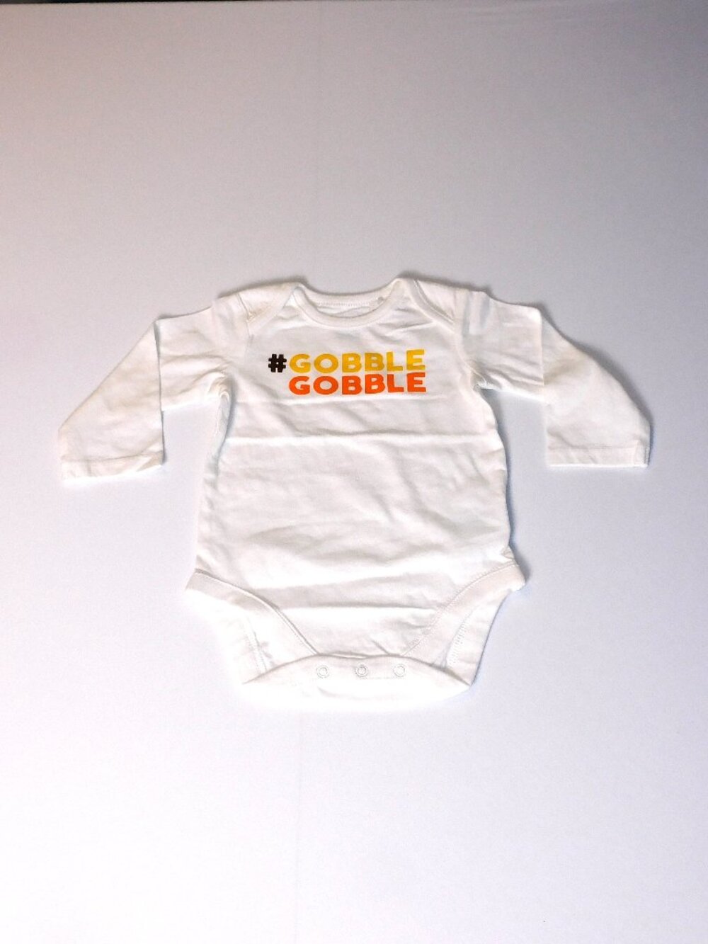 Baby First Thanksgiving One Piece Turkey Gobble Hashtag Twitter Long Sleeve NEW